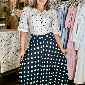 BLUSA FERNANDA POLKA DOTS BLANCA