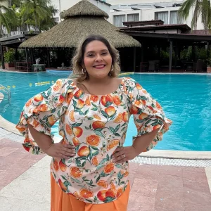 TANGERINE OFF SHOULDER BLOUSE