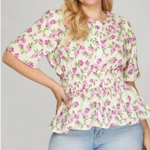 BLUSA FLOREADA VIOLET PLUS SIZE