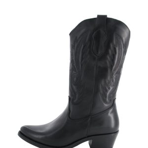 Bota Tejana Piel Bordada Black DK