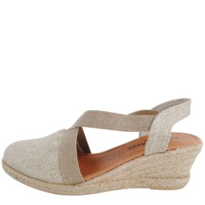 Sandalias Viguera Elásticos Esparto Cuña Beige