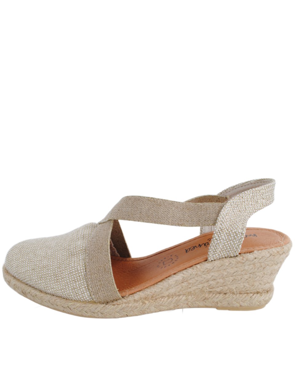 Sandalias Viguera Elásticos Esparto Cuña Beige