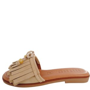 Sandalia Plana Flecos Antes Beige