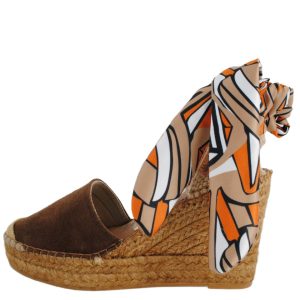 Sandalias Vidorreta Esparto Cuña Atadas Tobillo EtniBrown
