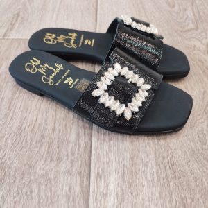 Sandalias Piel Parela Negro