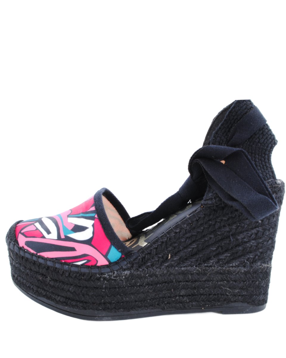 Sandalias Vidorreta Esparto Cuña Atadas Tobillo Etniblack - Imagen 2
