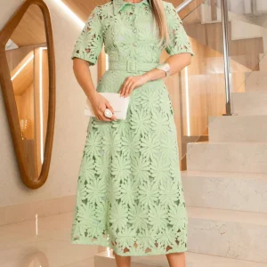 Vestido Davinia Encaje Guipur Verde