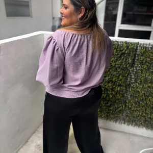 BUBBLE SLEEVE LAVANDER BLOUSE