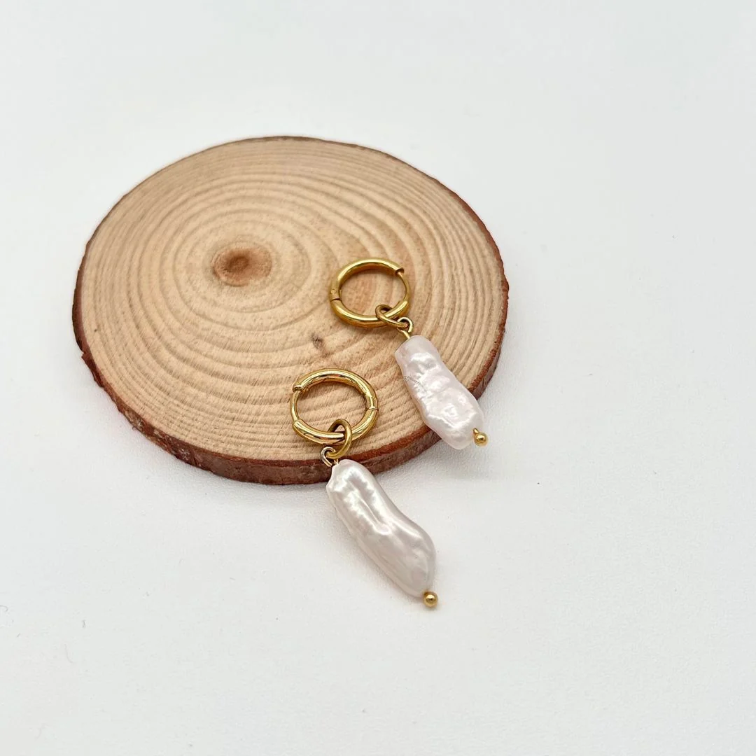 Aretes Perla Alargada - Imagen 3