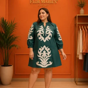 Vestido Tribal Verde Esmeralda Tallas Grandes/Vestido Plus size para Mujer en Panamá