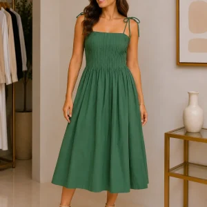 SARISA Vestido Verde Tirantes con Lazo