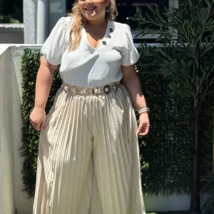 PANTALON PLUS SIZE PLISADO BEIGE