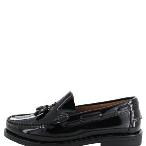 Zapatos Castellanos Borlas Suela Goma Charol Negro