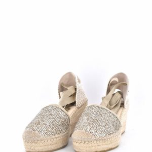 Sandalias Vidorreta Esparto  Metal Ante Cuña Atadas Tobillo