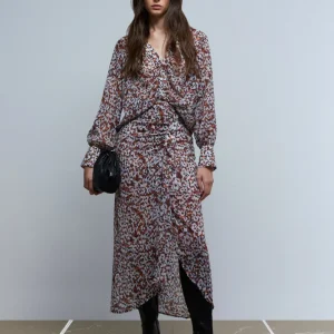 FALDA MIDI DRAPEADA PRINT