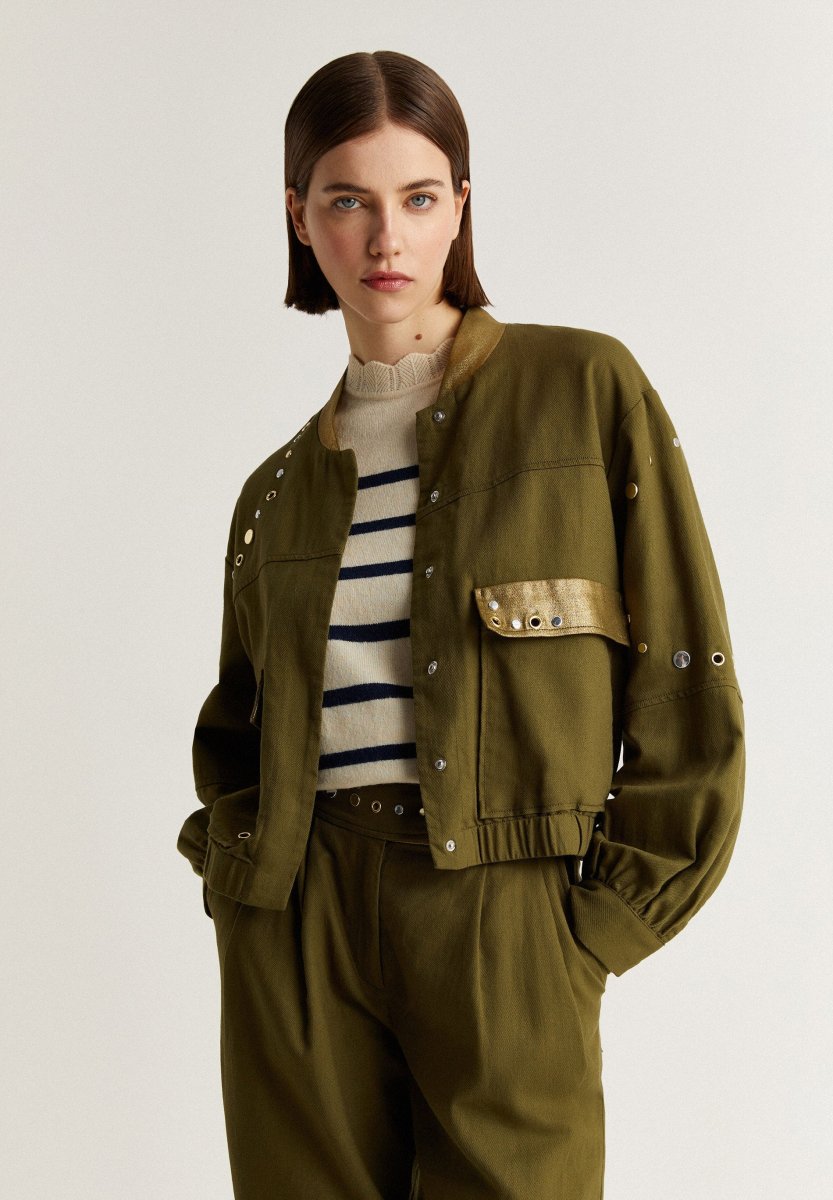 CHAQUETA BOMBER TACHUELAS - Imagen 4