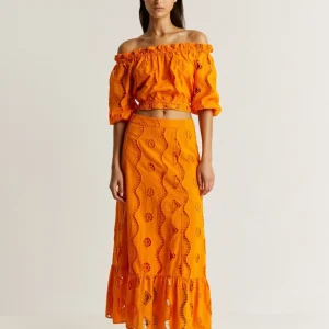 FALDA MIDI BORDADO INGLÉS