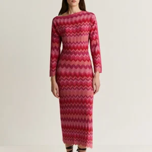 VESTIDO MIDI PUNTO ZIGZAG LUREX