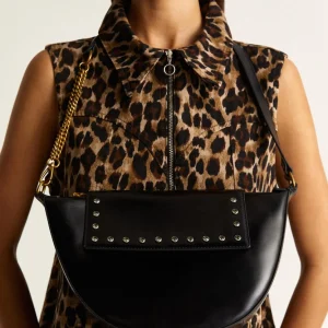 BOLSO PIEL MEDIA LUNA CRISTALES