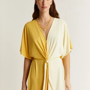 VESTIDO MIDI CUPRO BICOLOR