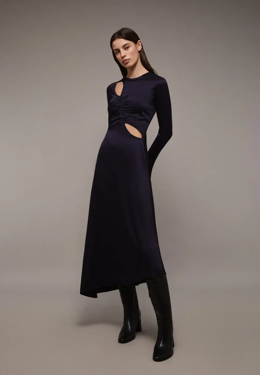 VESTIDO MIDI SATINADO ABERTURAS - Imagen 2
