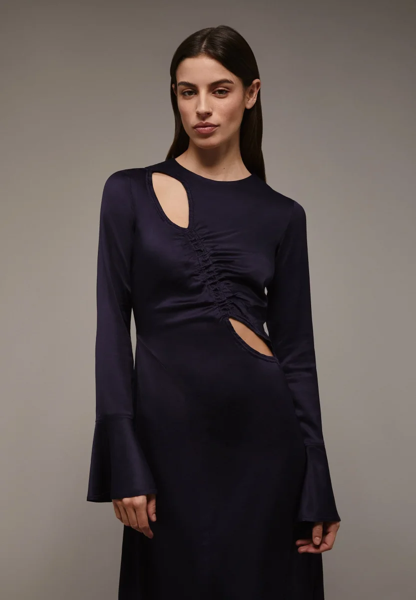 VESTIDO MIDI SATINADO ABERTURAS - Imagen 3