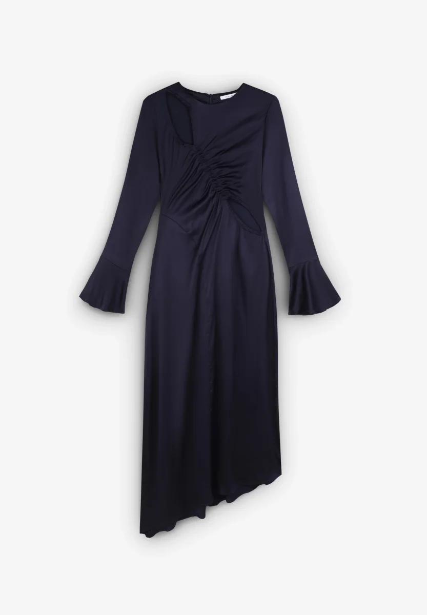 VESTIDO MIDI SATINADO ABERTURAS - Imagen 2