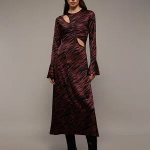 VESTIDO MIDI SATINADO ANIMAL PRINT