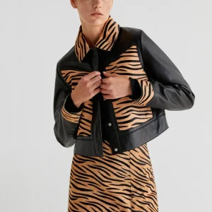 CHAQUETA PIEL DETALLE CEBRA