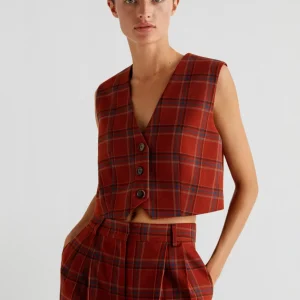 CHALECO CROPPED CUADROS