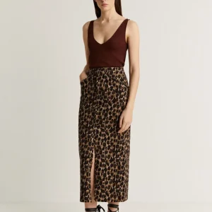 FALDA MIDI DENIM LEOPARDO