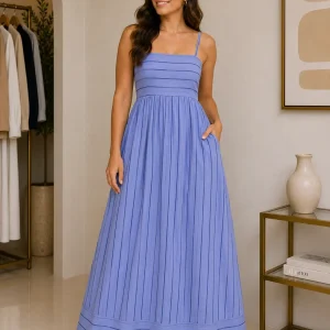 Vestido Largo Azul Tirantes Finos