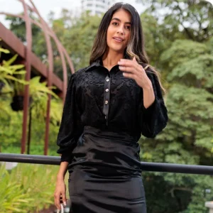 BLUSA CAMISERA VELO NEGRO