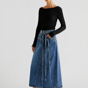FALDA MIDI DENIM LAZADAS