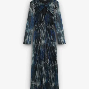 VESTIDO PRINT LUREX ABERTURA ESCOTE
