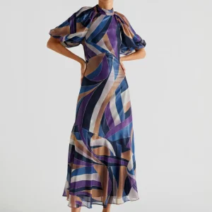 VESTIDO PRINT MANGA ABULLONADA
