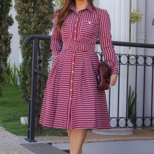 Vestido Camisero Burdeos Lineal