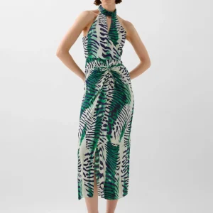 VESTIDO MIDI HALTER DRAPEADO