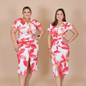 Vestido Floral Rojo y Blanco para Mujer/ Vestido Elegante Casual/ Moda Femenina en Panamá