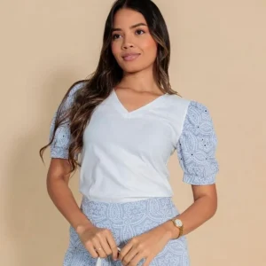 BLUSA VANESSA MANGA PUFFY AZUL