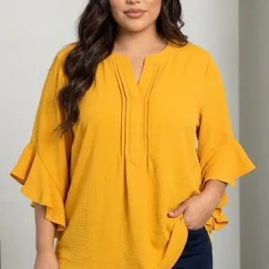 Blusa Henley c/ Mangas Acampanadas PLUS SIZE