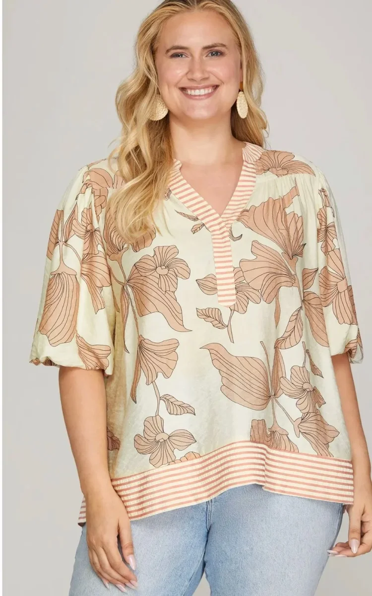 BLUSA ESTAMPADA ROSE PLUS SIZE - Imagen 2