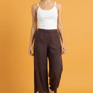 Pantalón Palazzo de Lunares con Encaje para Mujer/Pantalón Elegante en Panamá