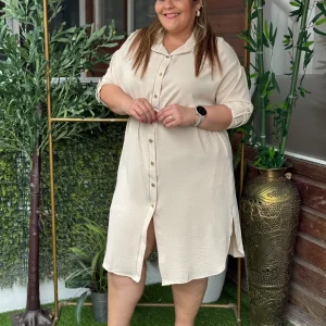VESTIDO PLUS SIZE LUCIA BEIGE