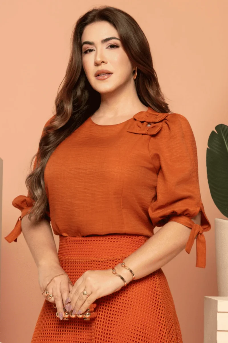 Blusa Texturizada & Lazos |Terracota