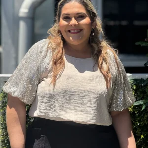 BLUSA PLUS SIZE LENTEJUELA BEIGE