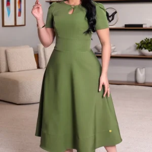 Vestido Valeria | Acampanado Verde Oliva