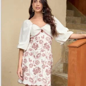 VESTIDO KEYSHA BEIGE BORDADO