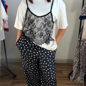 Pantalón Palazzo Negro de Lunares para Mujer | Moda Elegante y Casual en Panamá