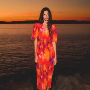 VESTIDO PRINT FRUNCE FRONTAL